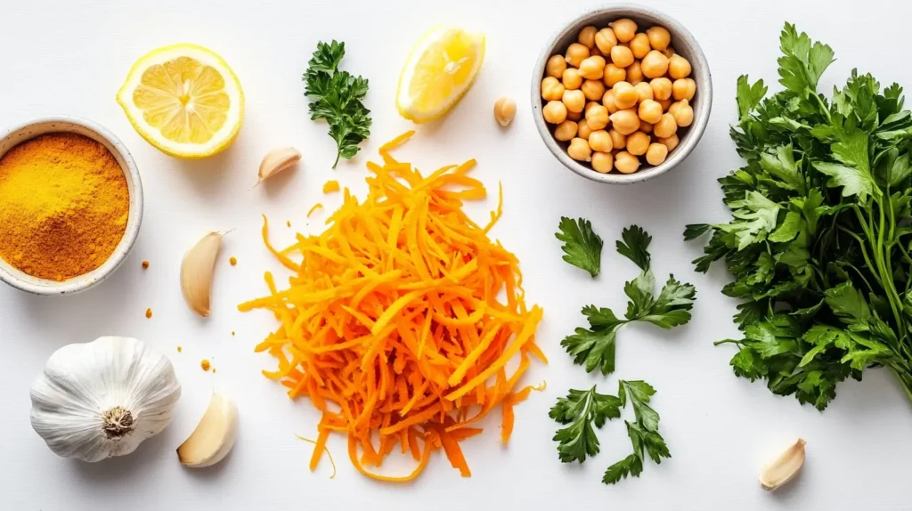 Ingredients-of-Carrot-and-Chickpea-Salad-with-Parsley-Lemon.