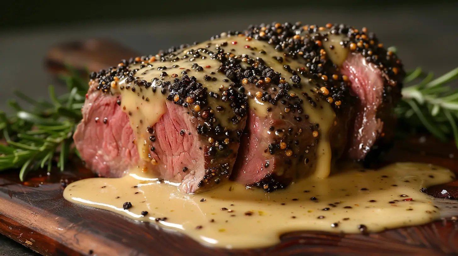 beef-tenderloin-peppercorn-marinade-dijon-mustard